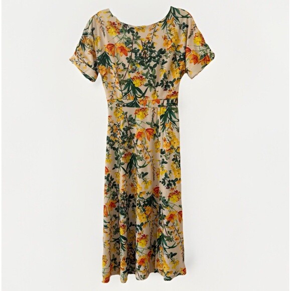 Alexia Admor Dresses & Skirts - Alexia Admor Lane Boatneck Midi Dress Size XS Yellow Floral Side Slit